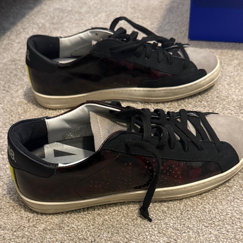 P448 Black and Gray Sneakers with Yellow Accent